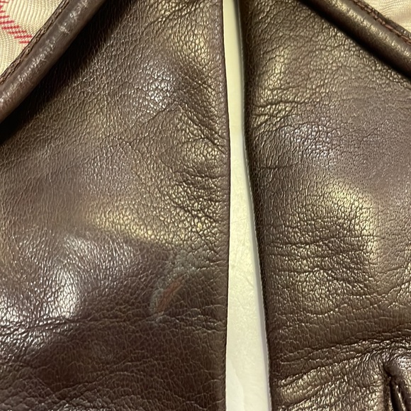 BURBERRY LONDON  Brown Leather Gloves size 7 1/2 - Picture 10 of 16